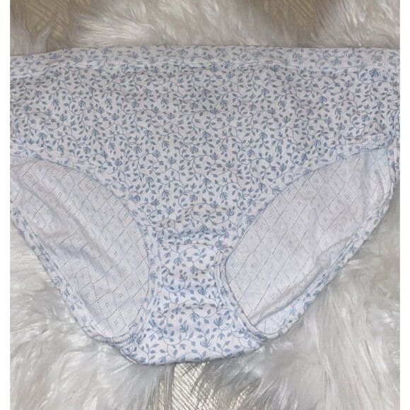 Jockey Elance Hipster Panties Pointelle Cotton Floral Womens 8 XL White Blue - Picture 2 of 4